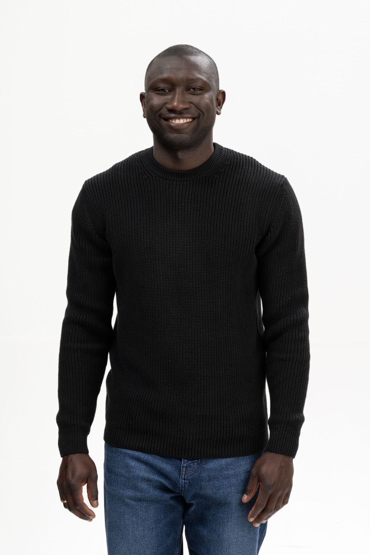 MELA Herren vegan Strickpullover Ravi Schwarz