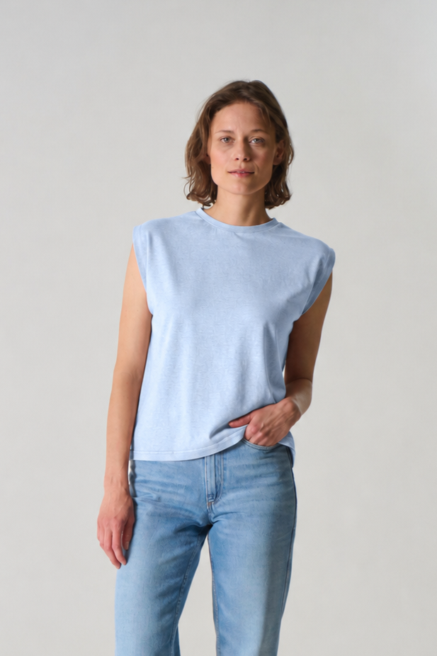 HempAge Damen vegan &Atilde;&bdquo;rmelloses T-Shirt Rauchblau