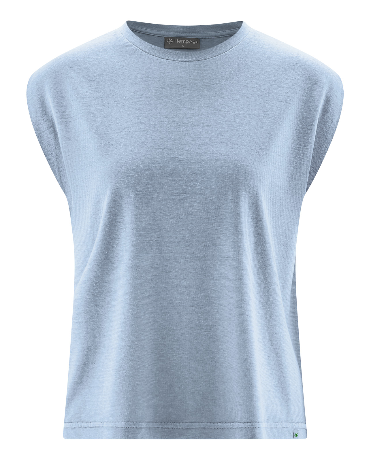 Hempage womens vegan T-Shirt Sleeveless Smoke Blue