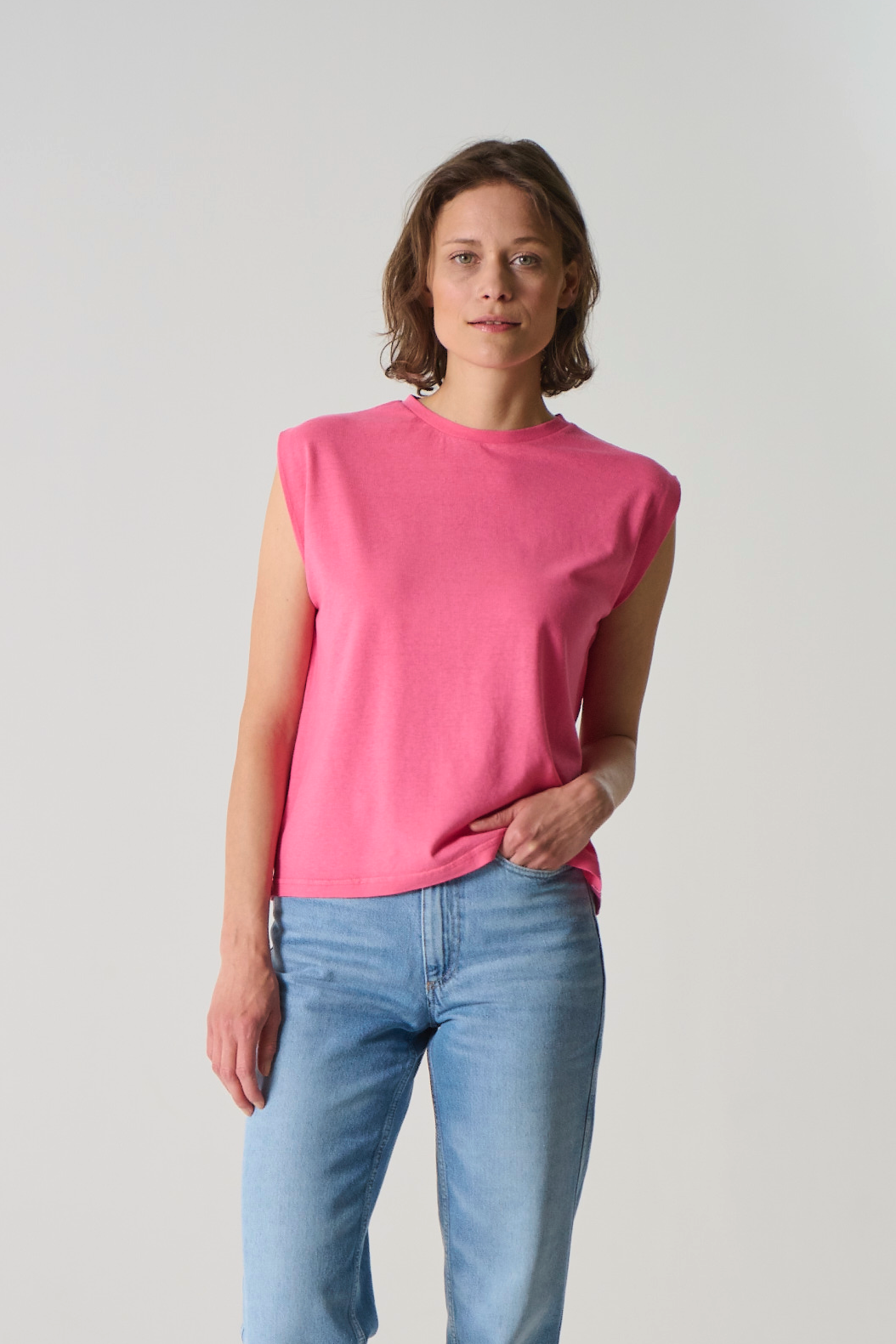HempAge Damen vegan &Atilde;&bdquo;rmelloses T-Shirt In Hibiskusrosa