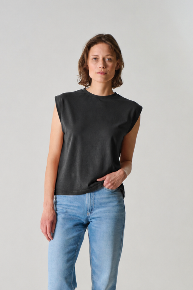 HempAge Damen vegan &Atilde;&bdquo;rmelloses T-Shirt Schwarz