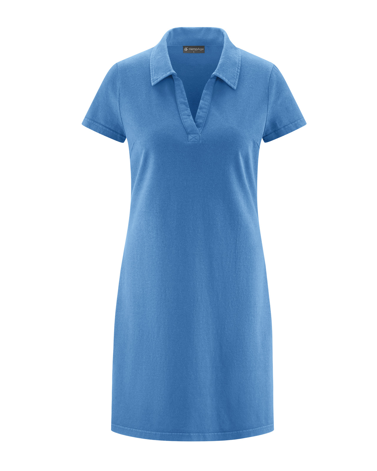Hempage womens vegan Dress Timeless Summer Flat Collar Ocean