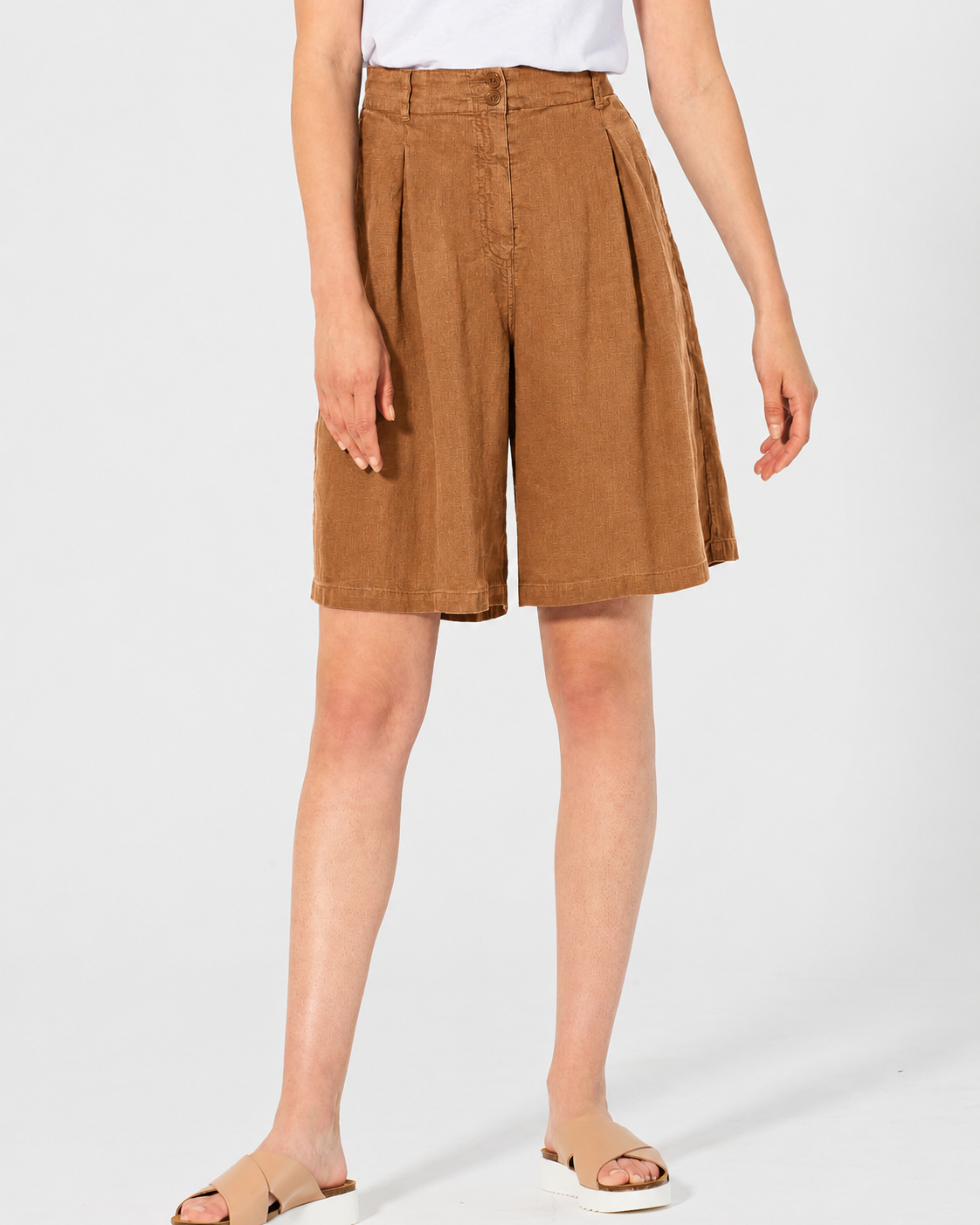 Hempage womens vegan Shorts Pleated Almond