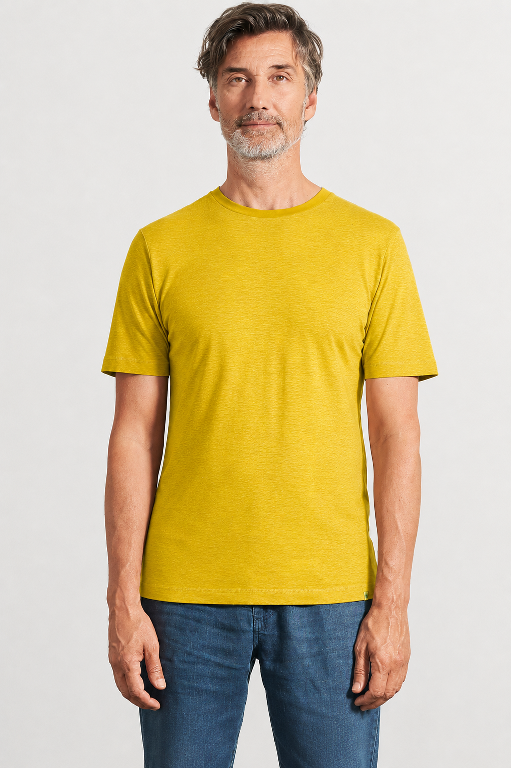 HempAge Herren vegan T-Shirt Slim Fit Currygelb