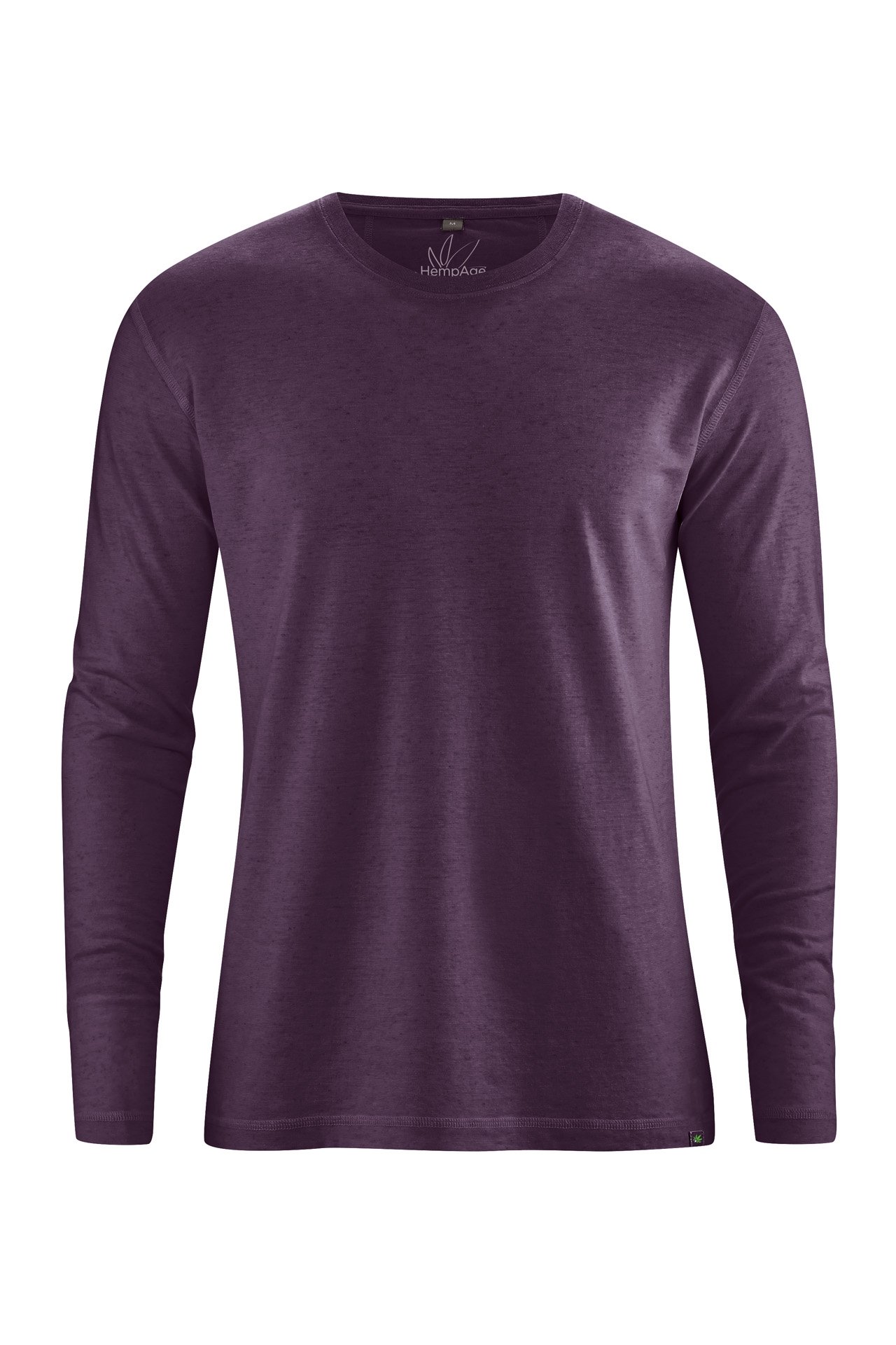 HempAge Herren vegan Langarmshirt Basic Auberginefarben