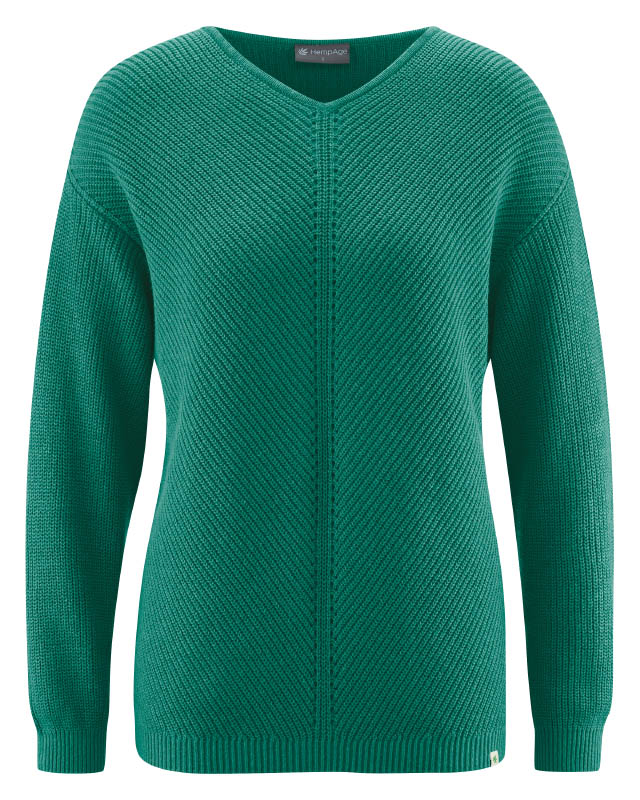 Hempage womens vegan Sweater Timeless Jungle Green