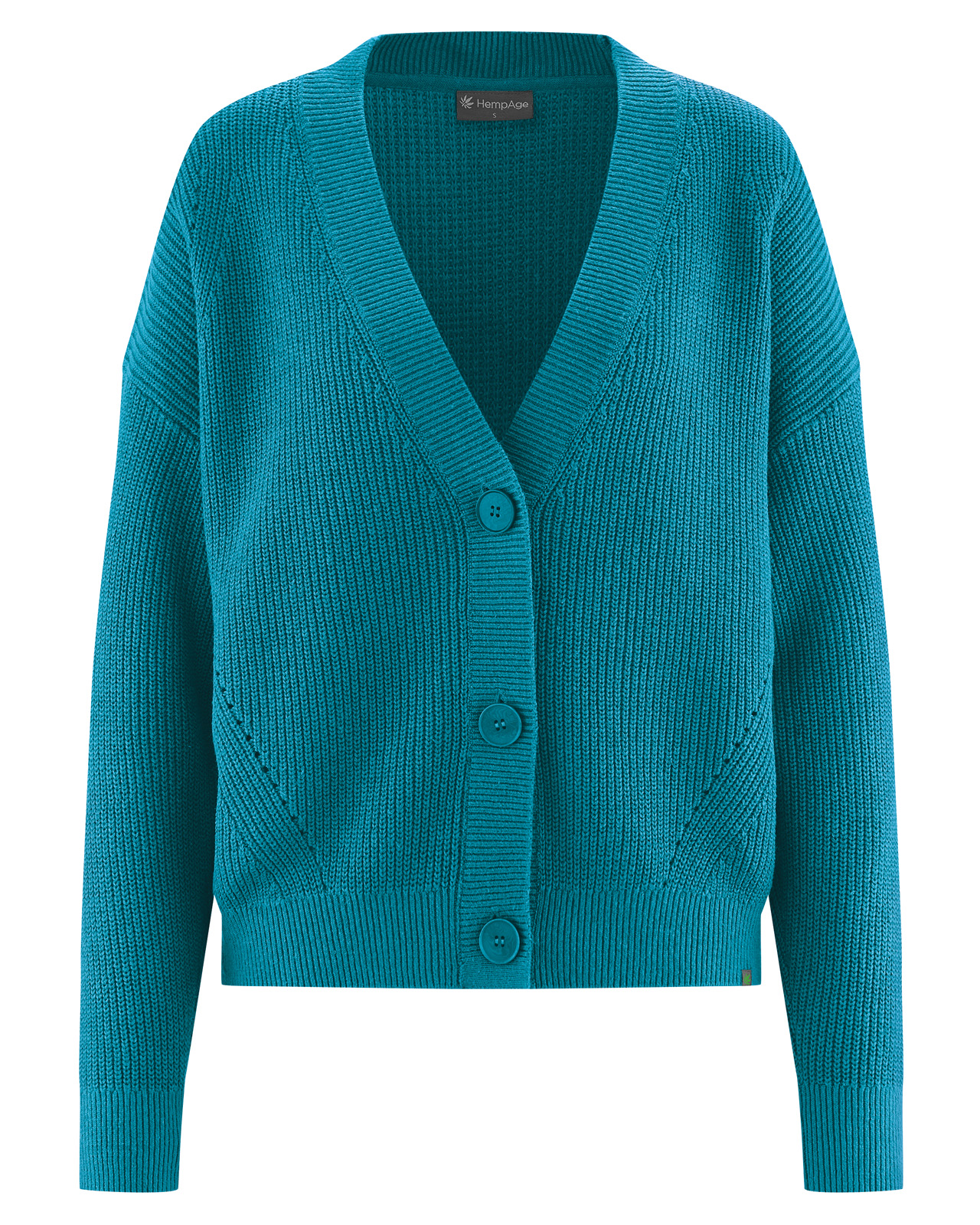Hempage womens vegan Cardigan Timeless Lagoon Teal