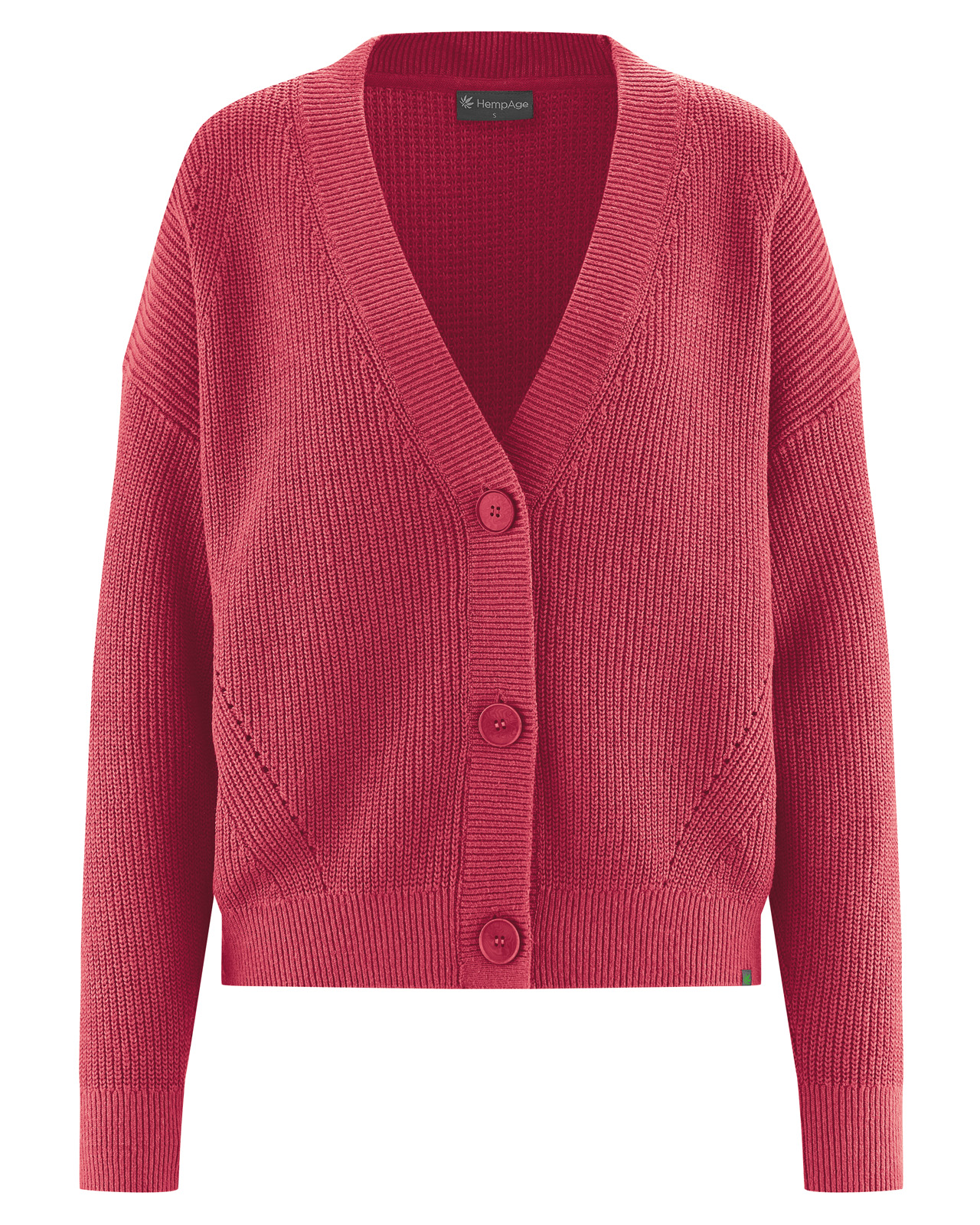 Hempage womens vegan Cardigan Timeless Barolo Red