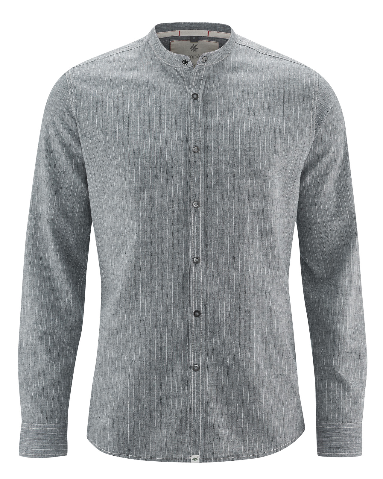 Hempage men vegan Shirt Lightweight Stand Up Collar Night Grey