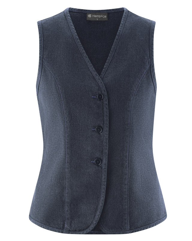 Hempage womens vegan Vest Twill Navy