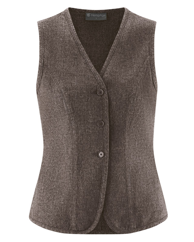 Hempage womens vegan Vest Twill Mocha Brown