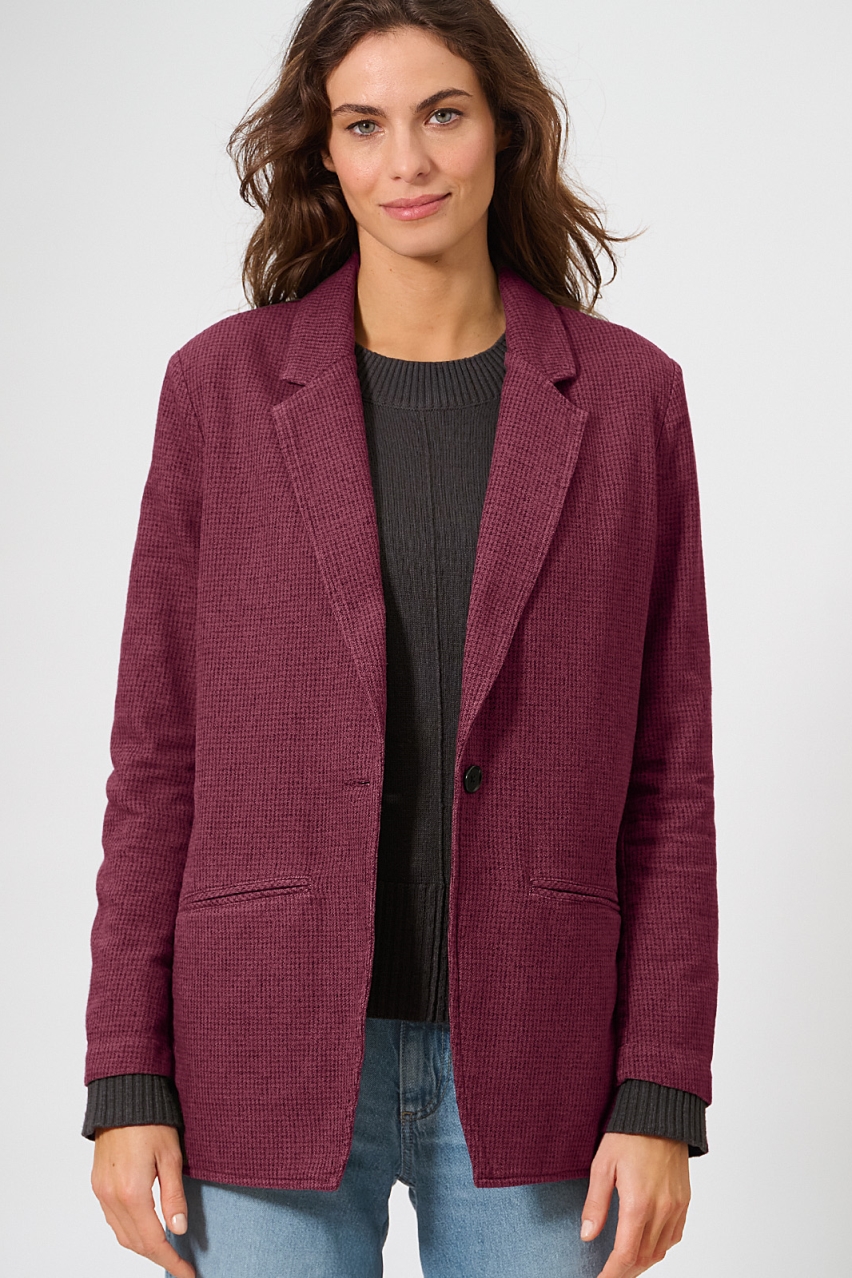 Hempage Damen vegan Blazer Pepita Weinrot