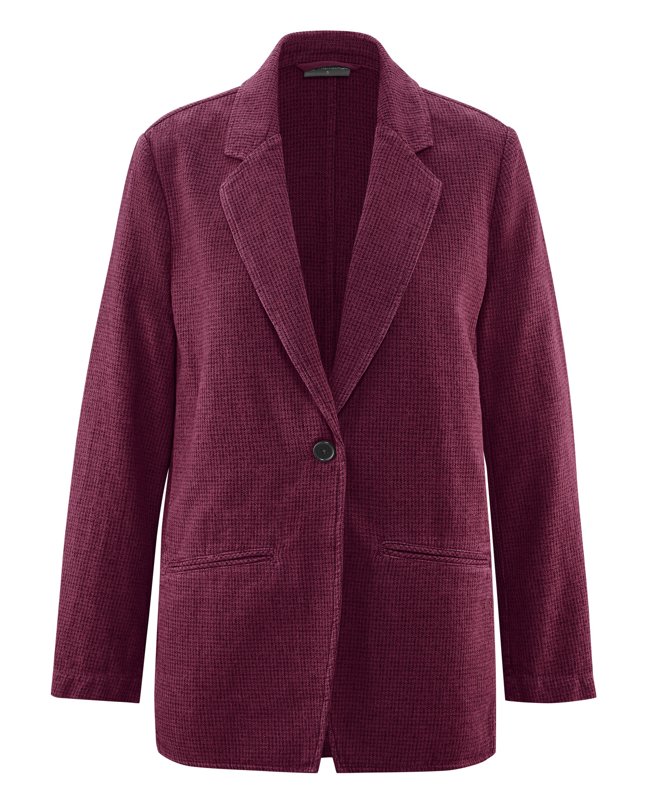 Hempage womens vegan Blazer Pepita Wine Red