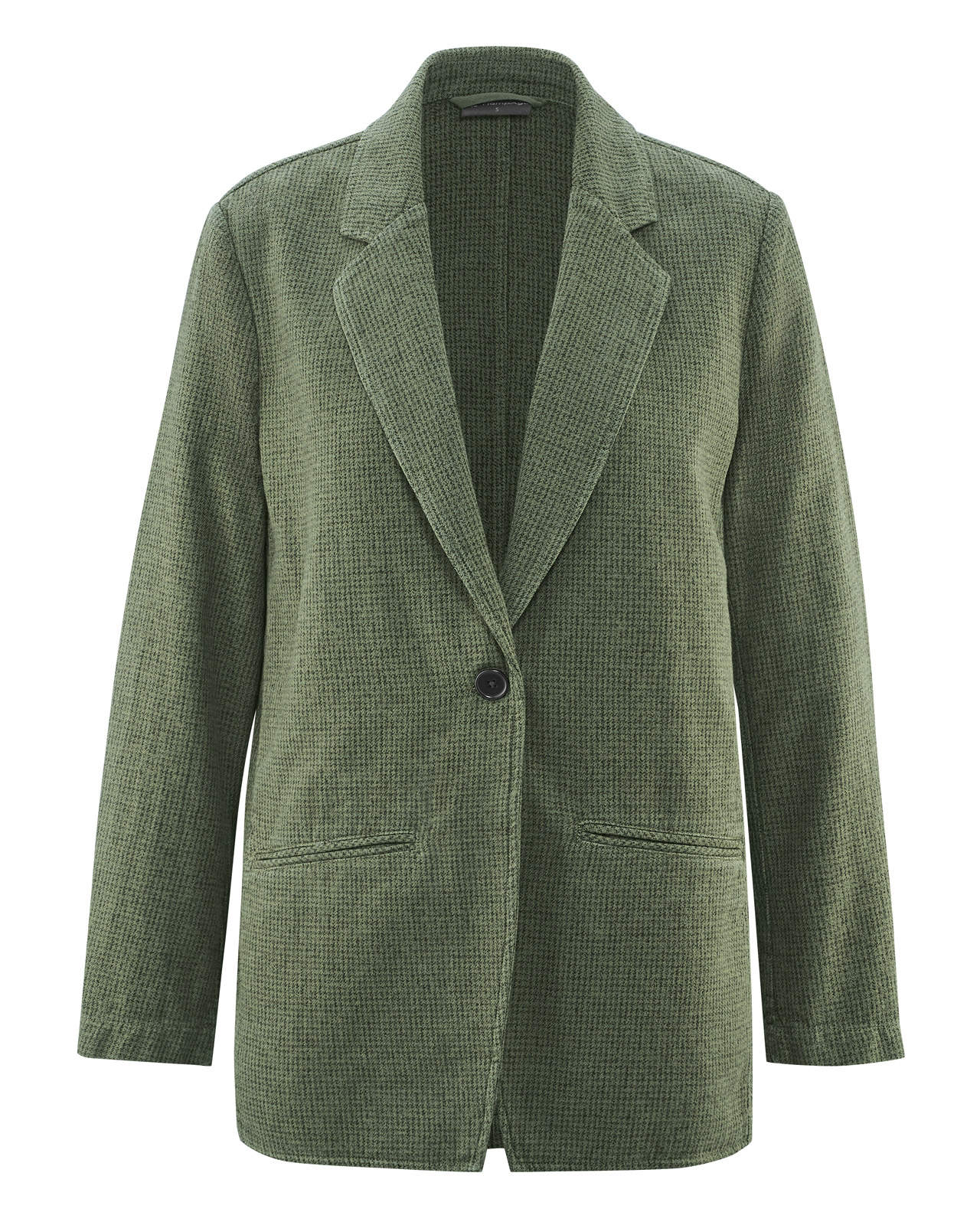 Hempage womens vegan Blazer Pepita Moss Green