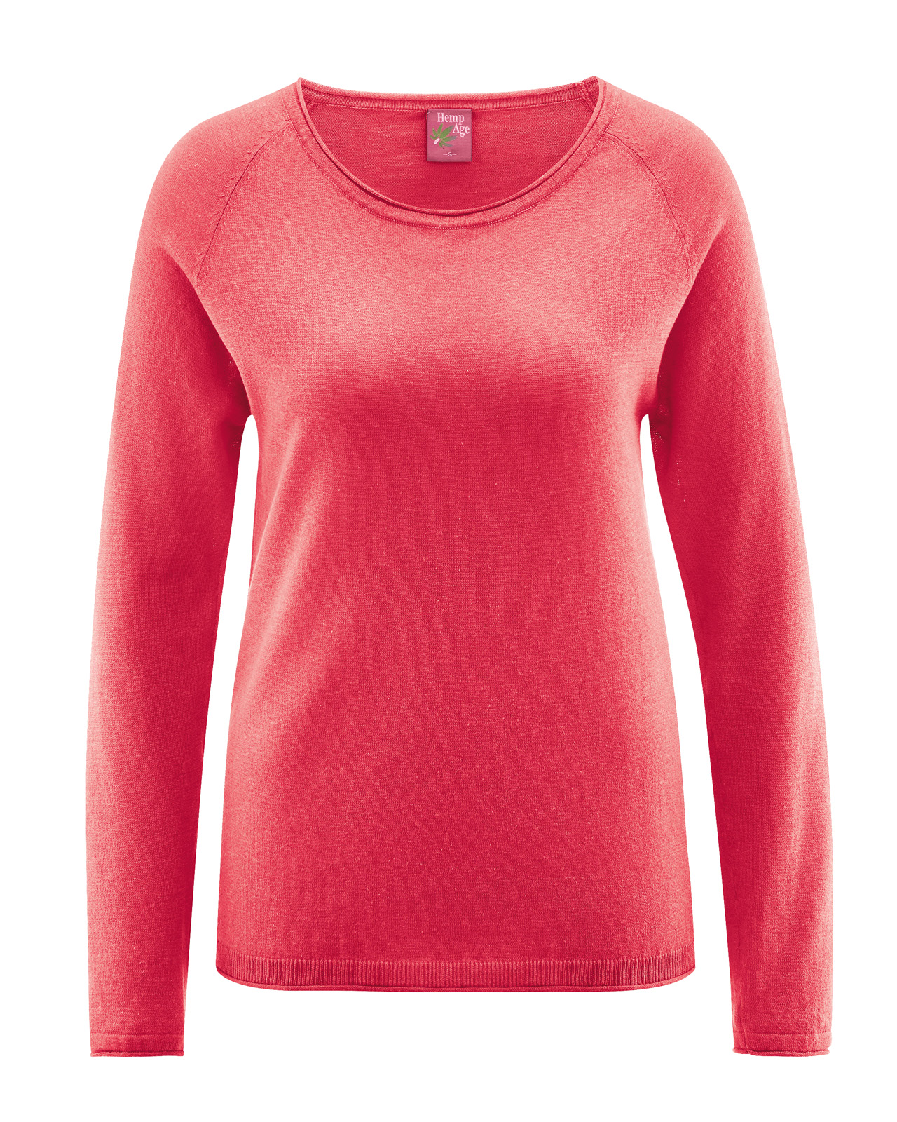 Hempage womens vegan Sweater Raglan Tomato Red