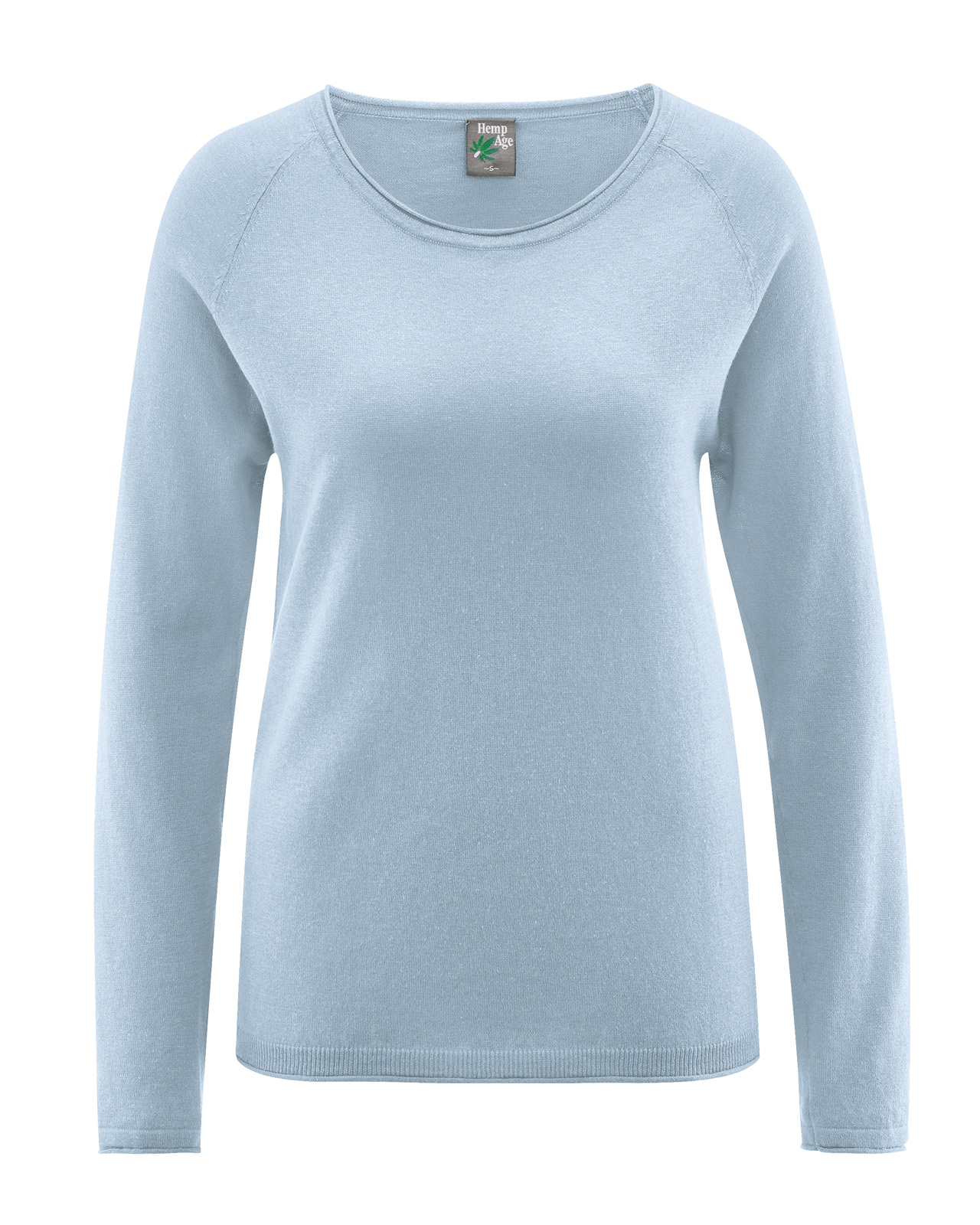 Hempage womens vegan Sweater Raglan Clearsky Blue