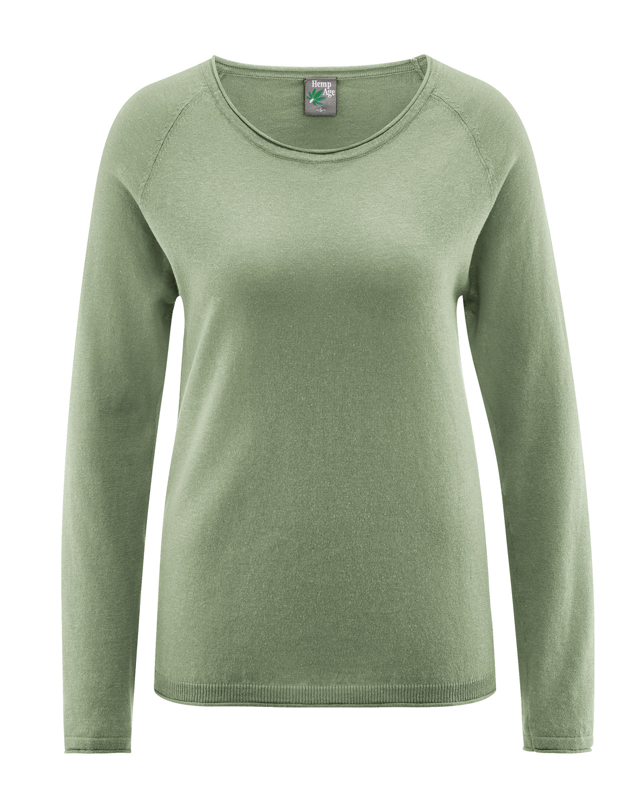 Hempage womens vegan Sweater Raglan Cactus Green