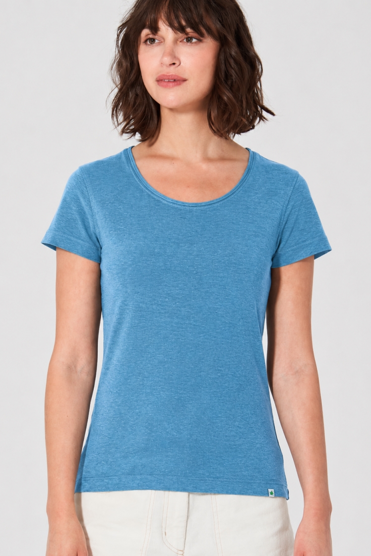 HempAge Damen vegan T-Shirt Airy In Atlantikblau
