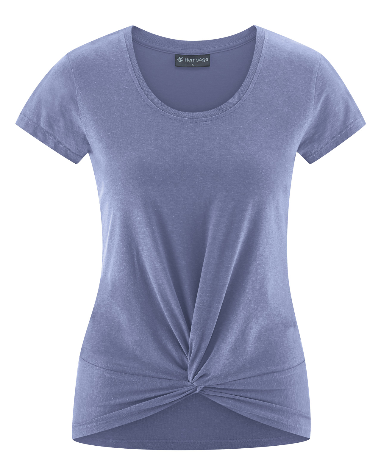 Hempage womens vegan T-Shirt Yoga Knot Detail Lavender