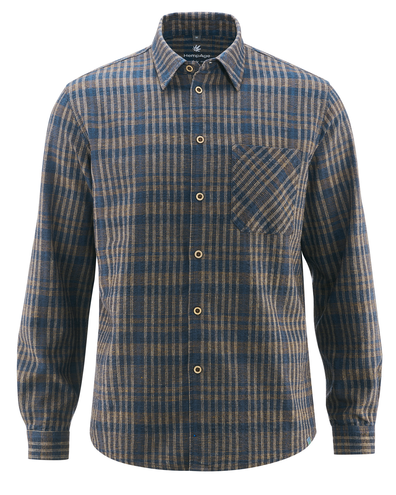 Hempage men vegan Casual Shirt Checked Navy