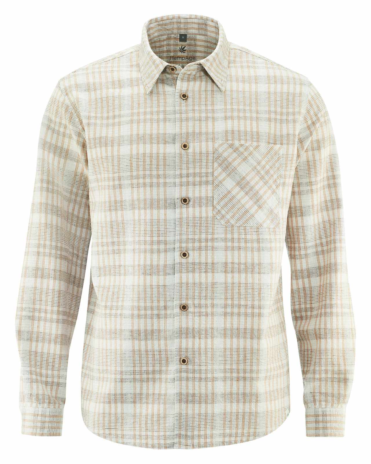 Hempage men vegan Casual Shirt Checked Natural