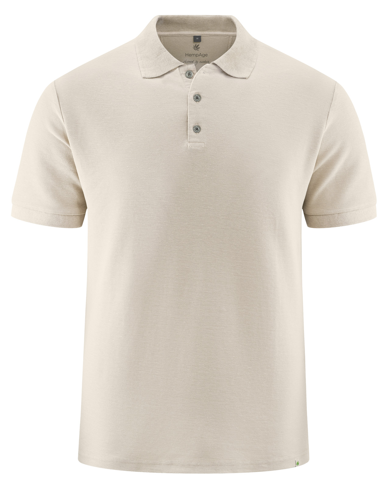 Hempage men vegan Polo Shirt Pique Jersey Thistle Beige