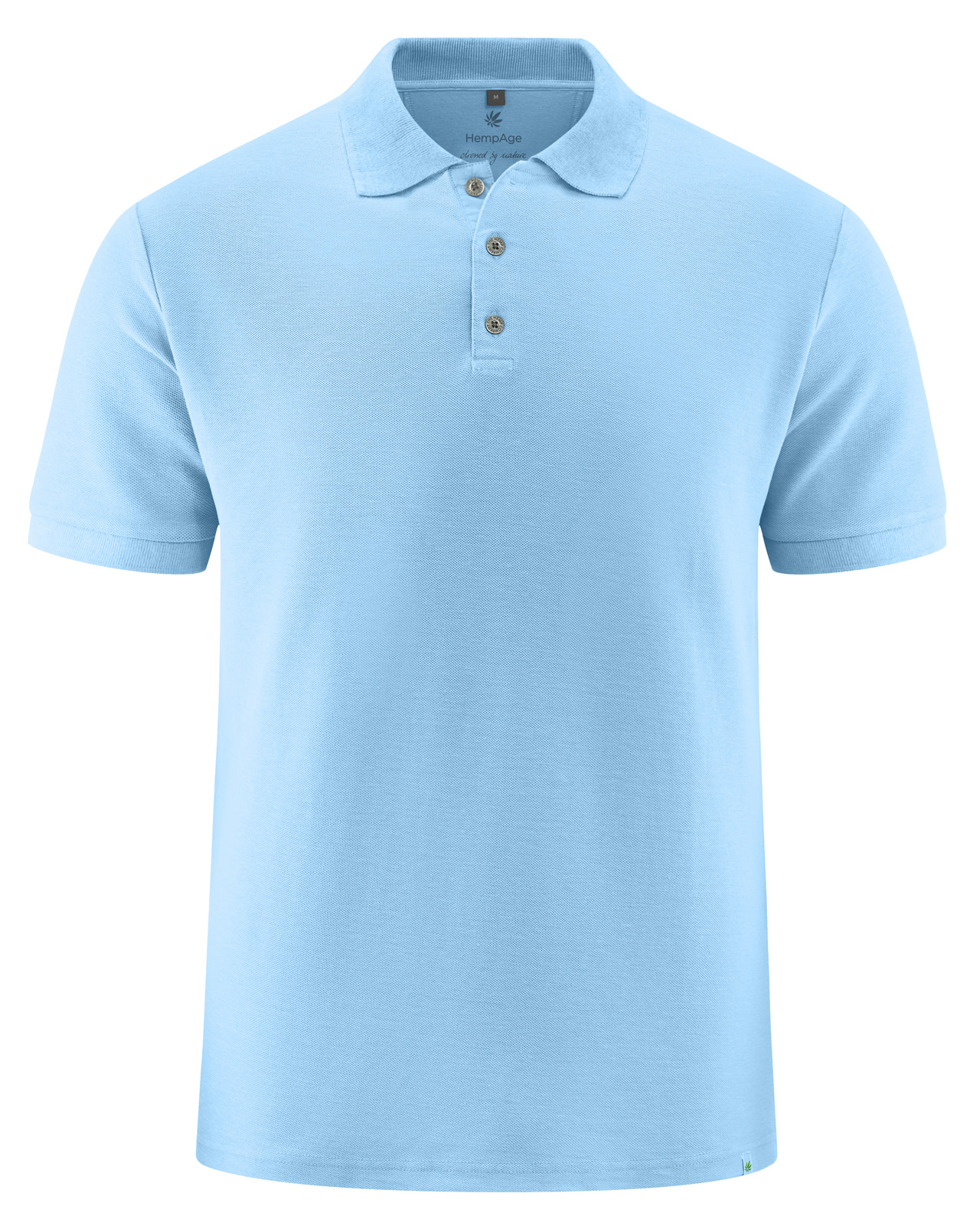 Hempage men vegan Polo Shirt Pique Jersey Glacier Blue