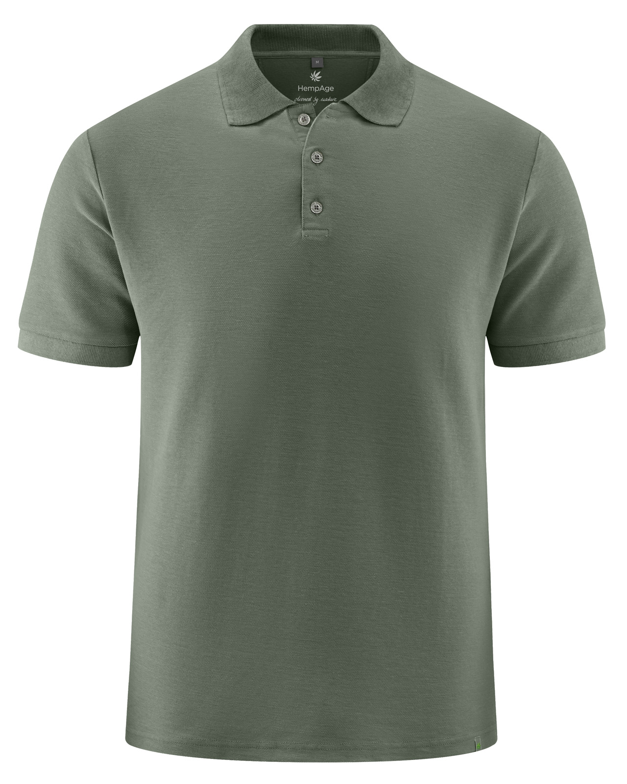 Hempage men vegan Polo Shirt Pique Jersey Moss Green