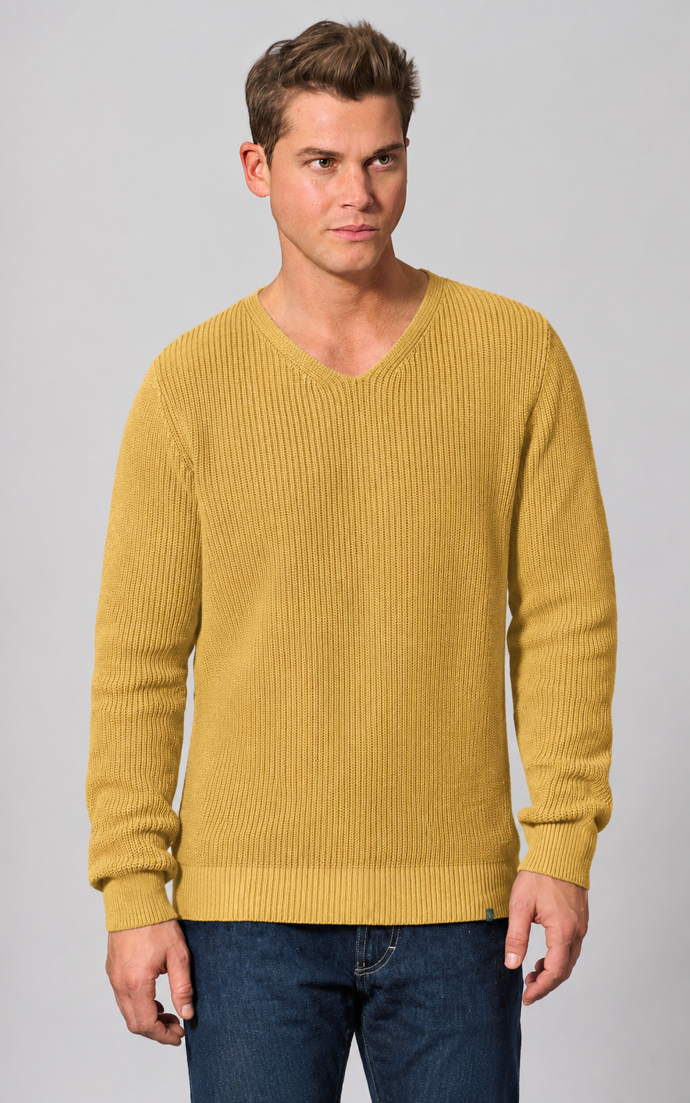 HempAge Herren vegan Pullover In Dijon Gelb