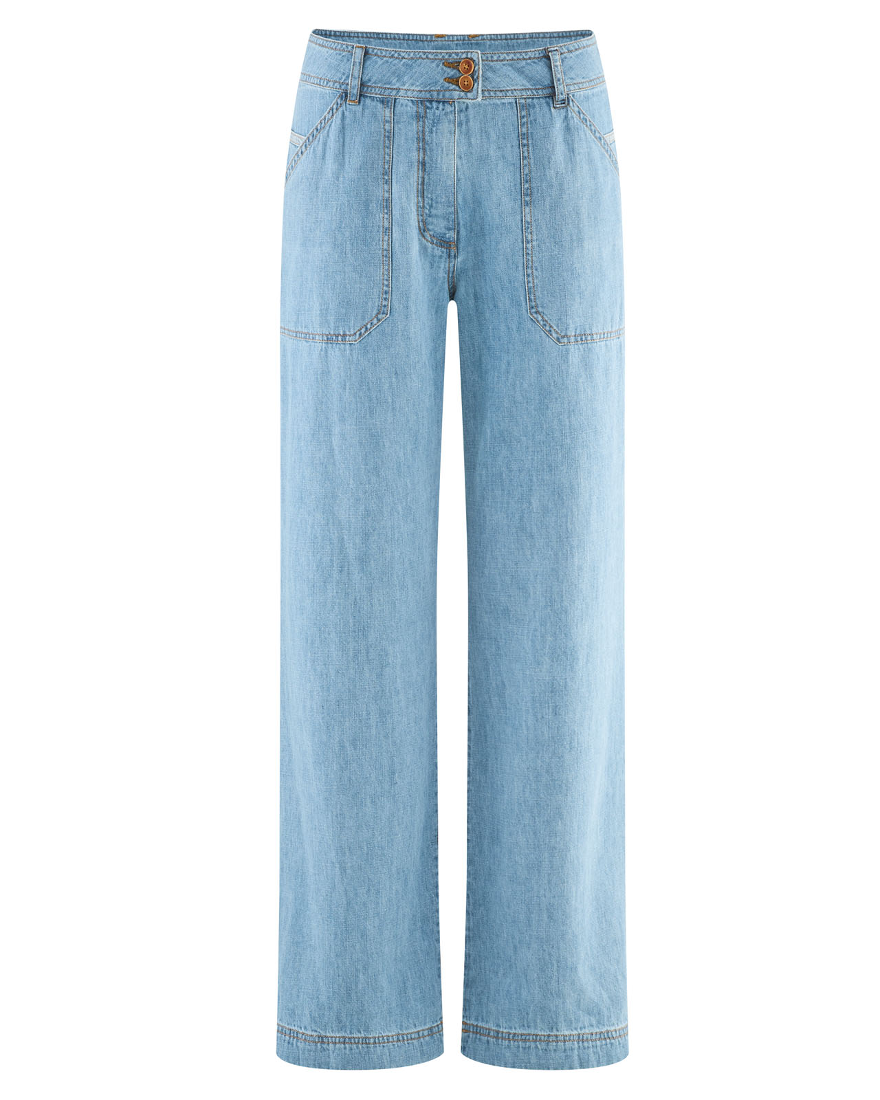Hempage womens vegan Jeans Straight Leg Aqua Blue