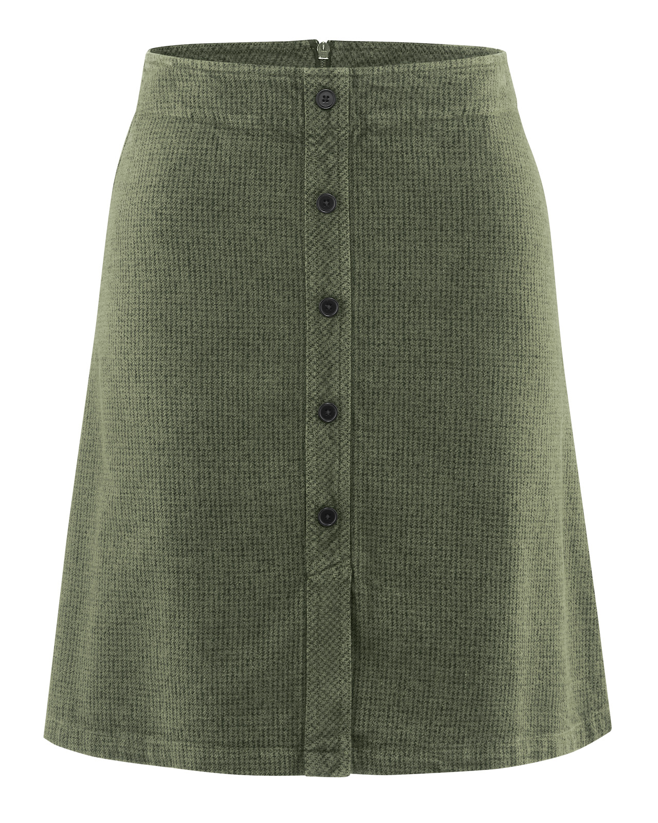 Hempage womens vegan Skirt Button Placket Moss Green