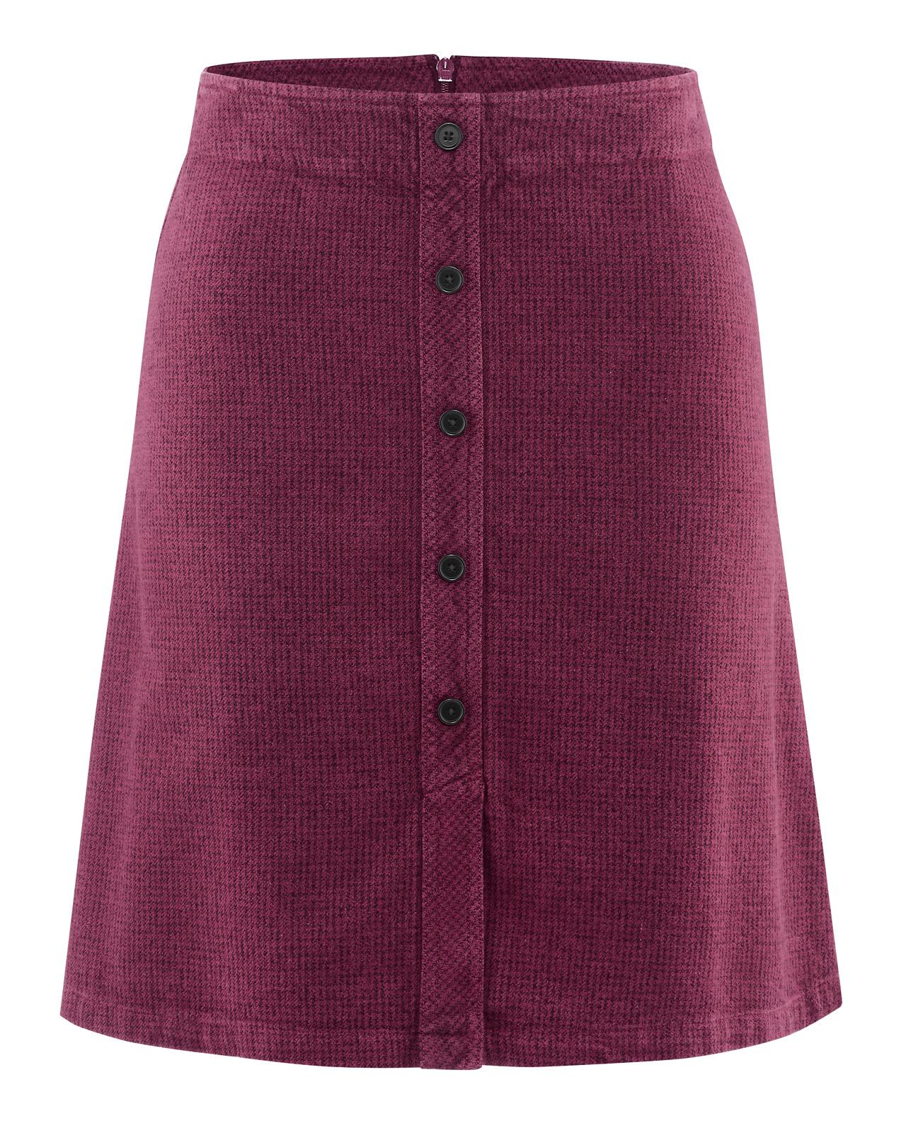 Hempage womens vegan Skirt Button Placket Wine Red