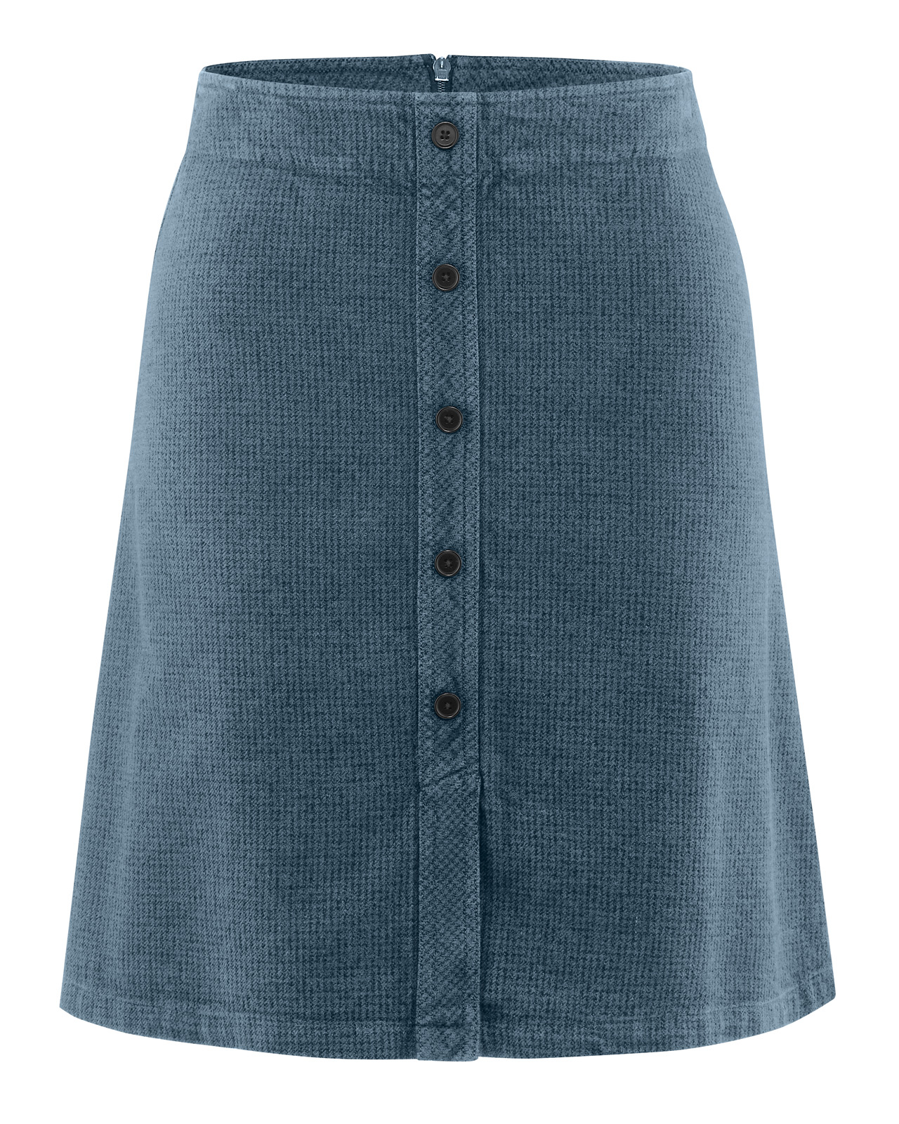 Hempage womens vegan Skirt Button Placket Dove Blue