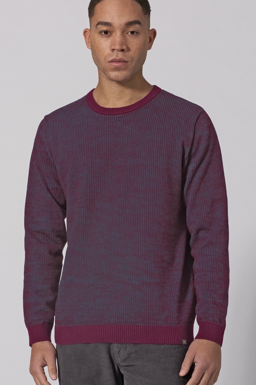 HempAge Herren vegan Strickpullover In Zwei Farbt&Atilde;&para;nen Weinrot/Riffblau