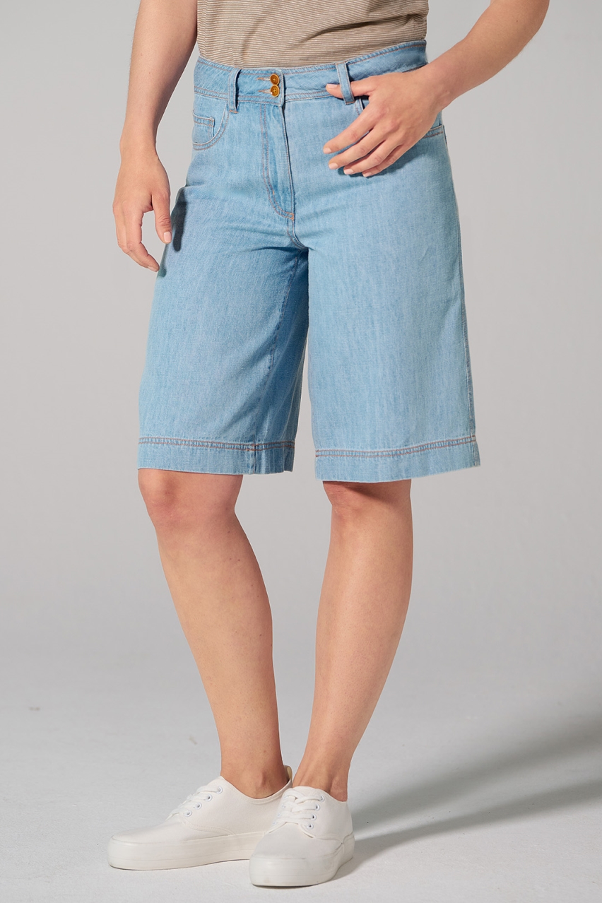HempAge Damen vegan Jeansshorts Mit 5 Taschen Aqua