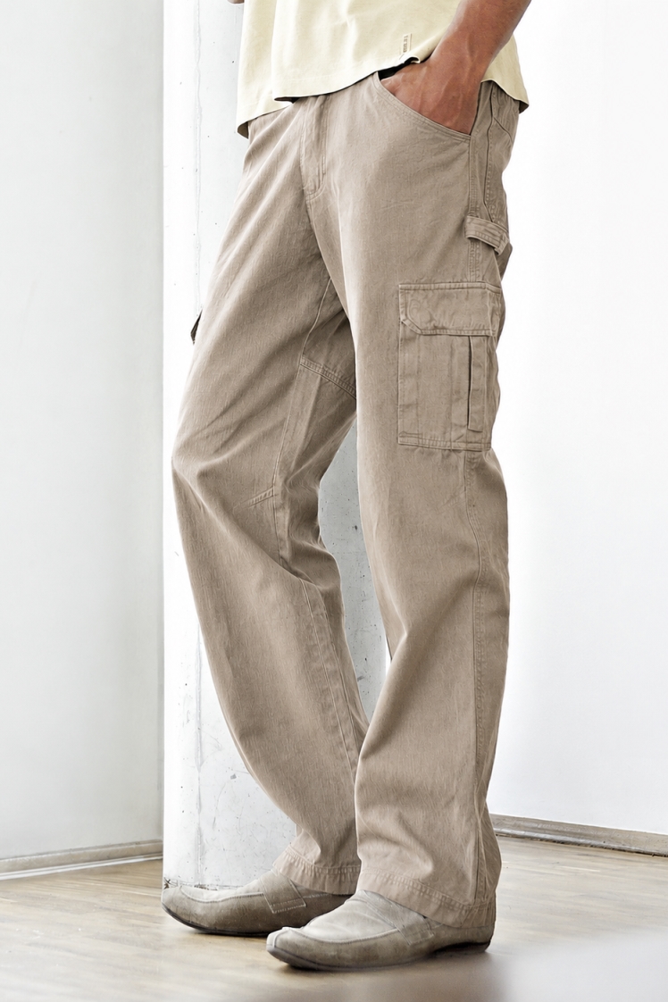 Hempage men vegan Cargo Pants Robust Grit Greyish Beige