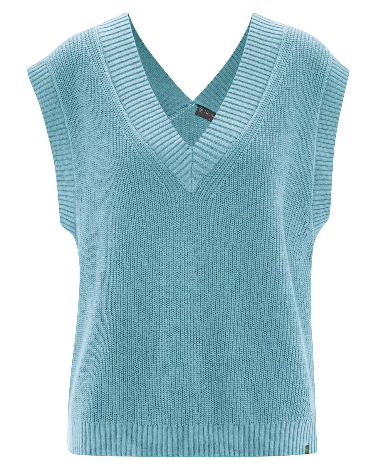 Hempage womens vegan Sweater Vest Wave Blue