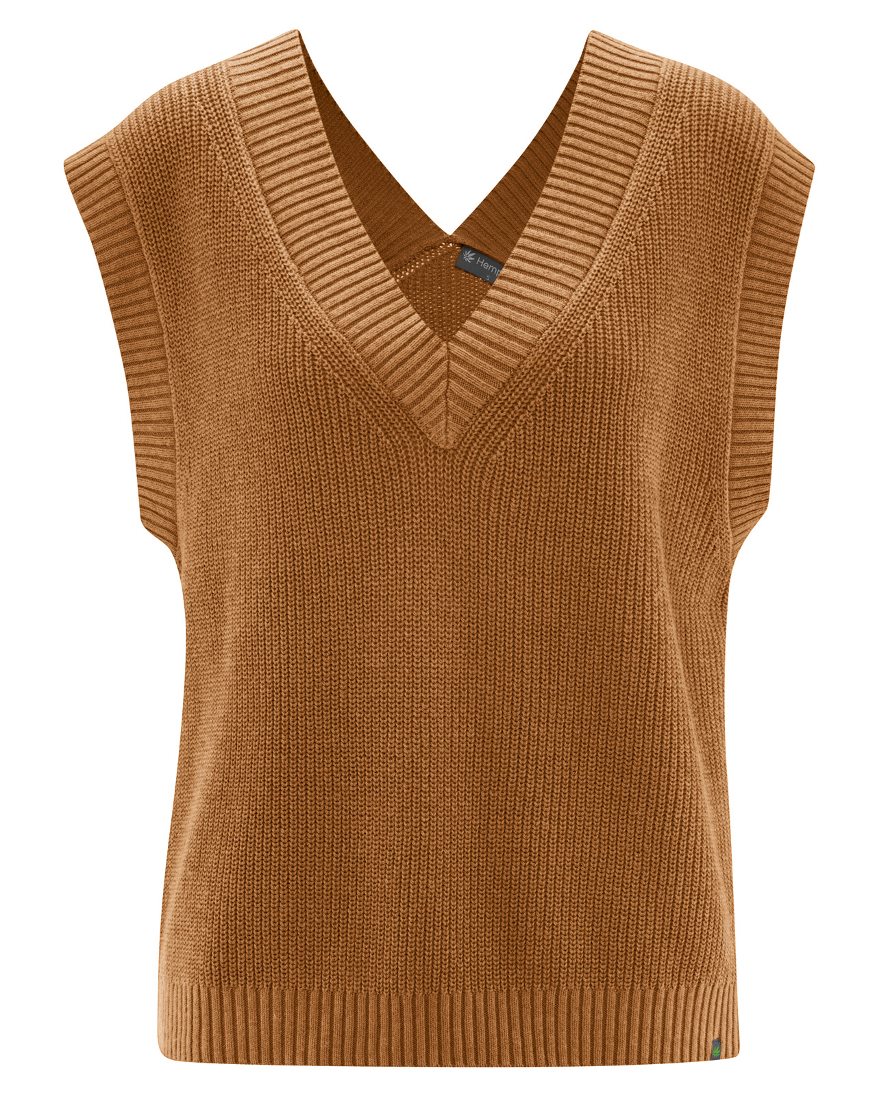 Hempage womens vegan Sweater Vest Almond Brown