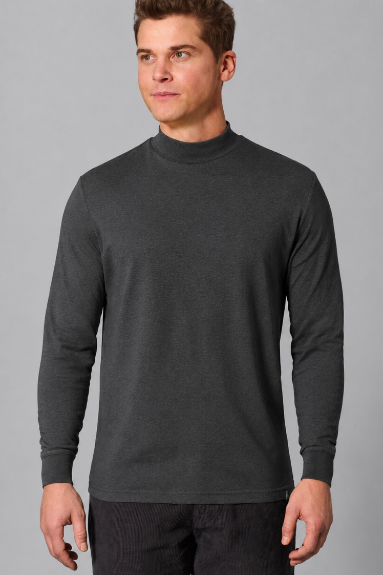 HempAge Herren vegan Schwarzer Rollkragenpullover Mit Langen &Atilde;&bdquo;rmeln