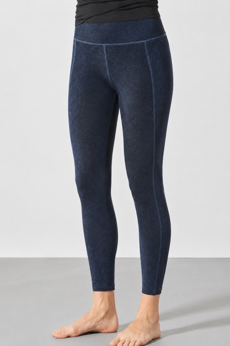 Hempage womens vegan Yoga Leggings Melange Navy