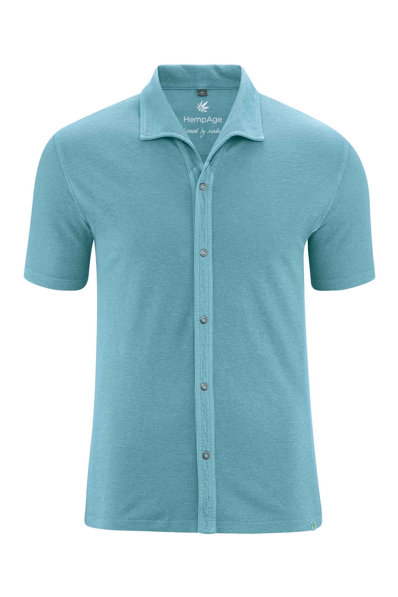 HempAge Herren vegan Jersey Piqu&Atilde;&copy;-Shirt Wave Blau