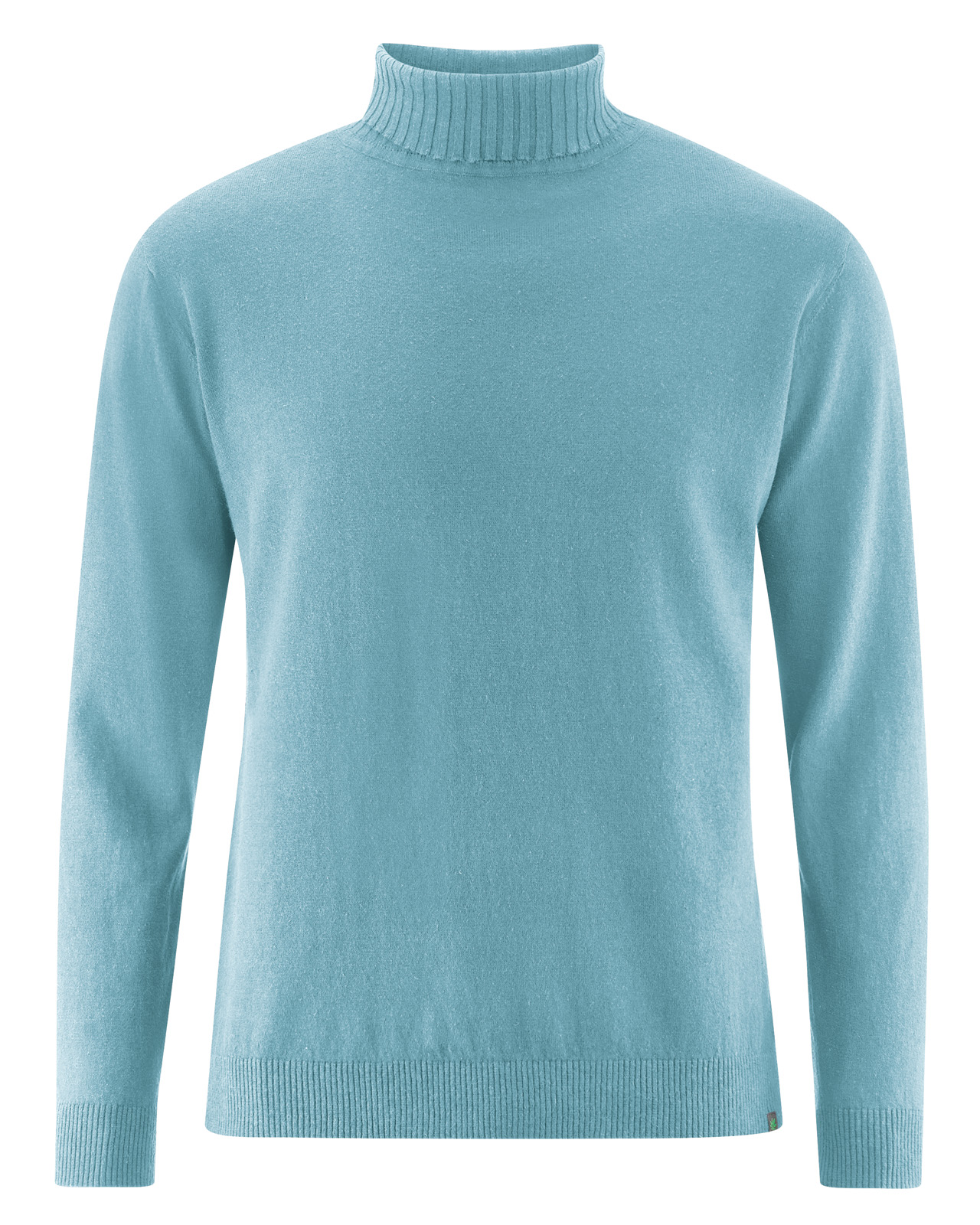 Hempage men vegan Sweater Fine Turtleneck Wave Blue