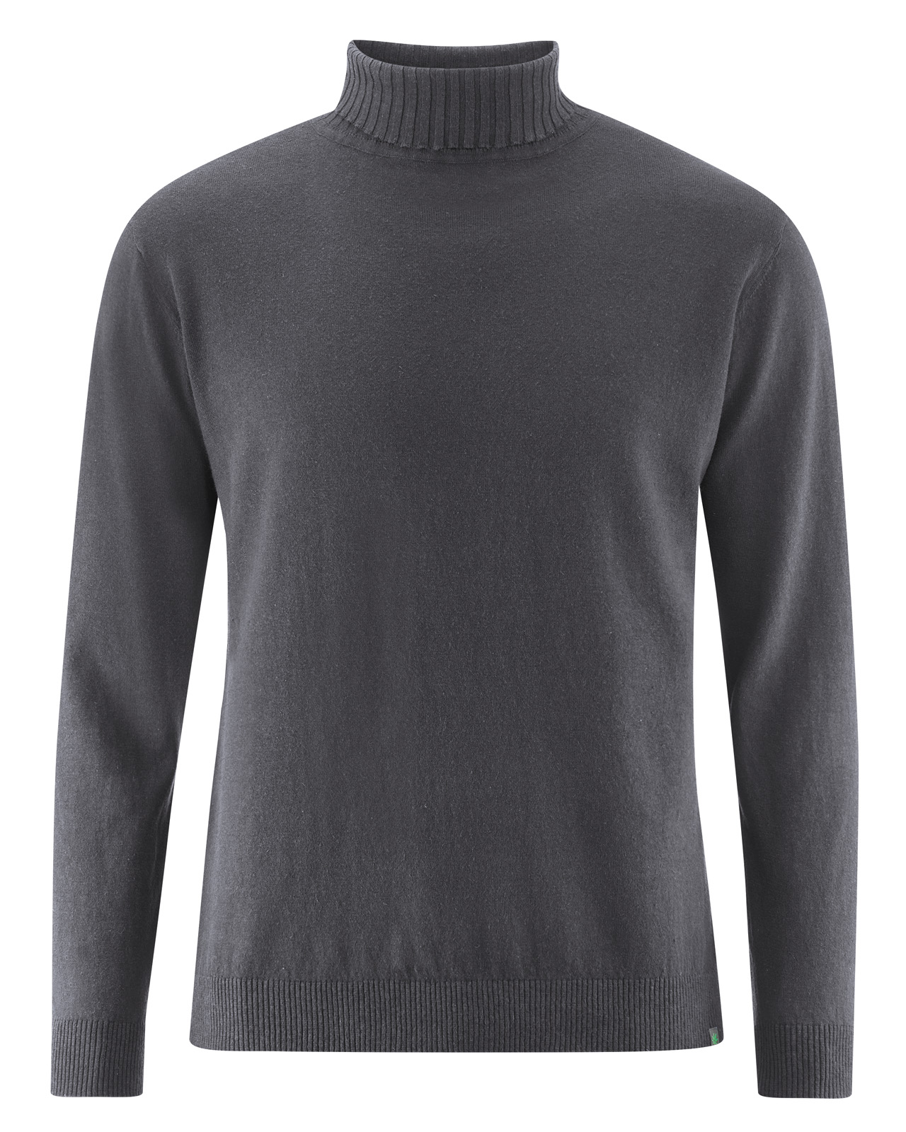 Hempage men vegan Sweater Fine Turtleneck Anthracite