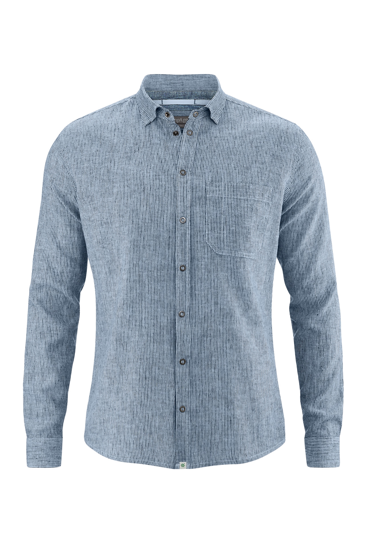 HempAge Herren vegan Hemd Gestreift Rauchblau
