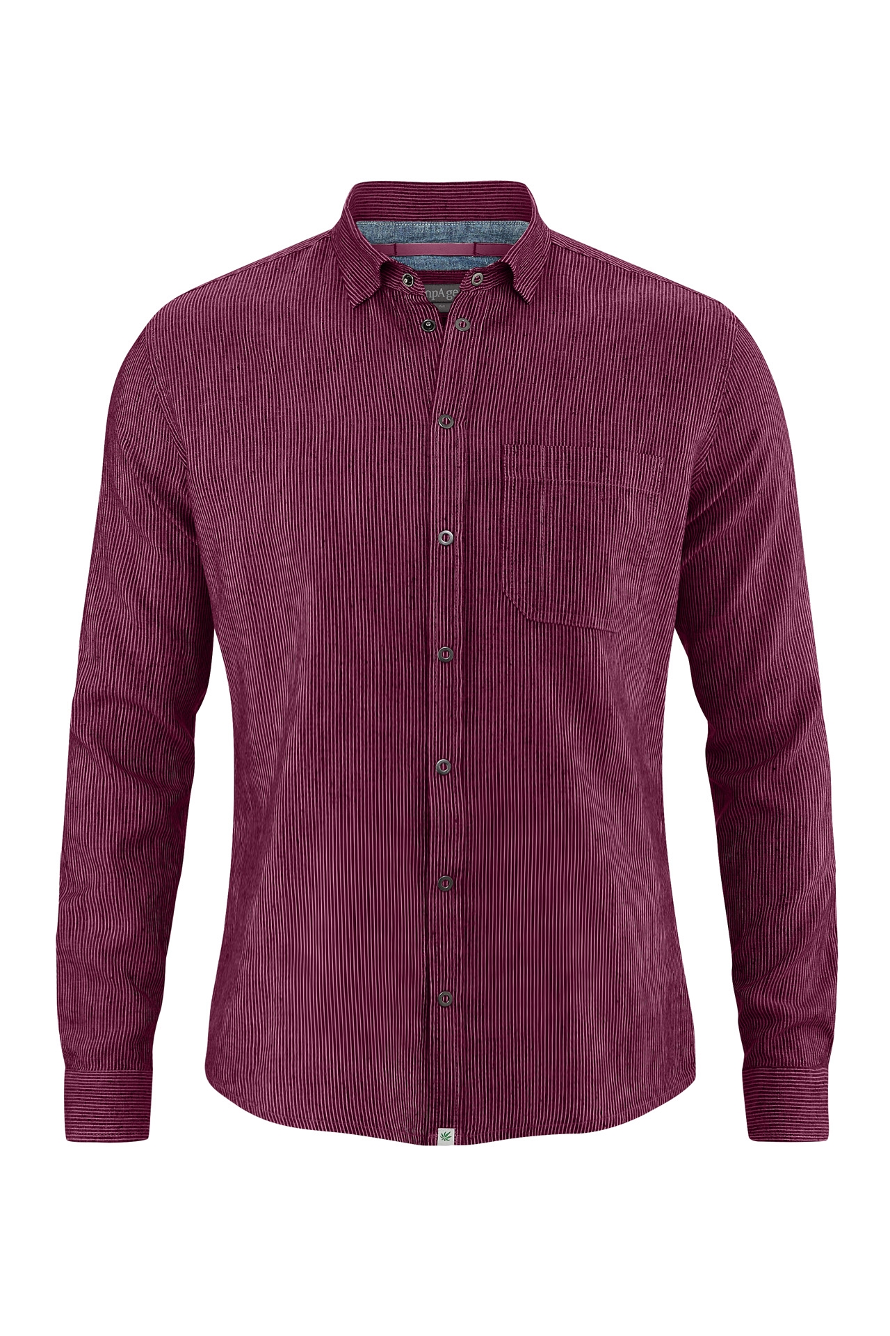 HempAge Herren vegan Hemd Gestreift Weinrot