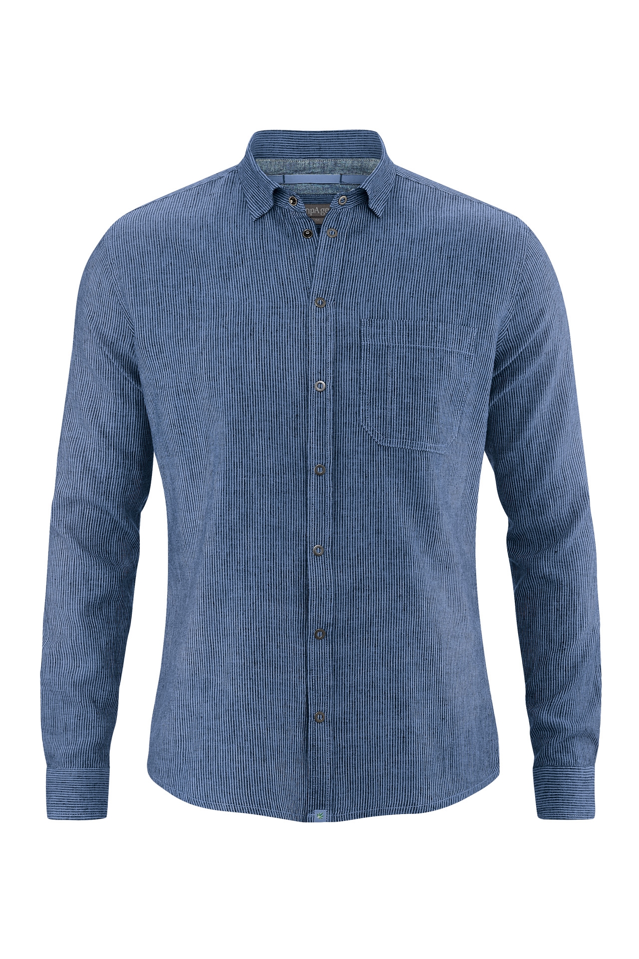 HempAge Herren vegan Hemd Gestreift Blueberry