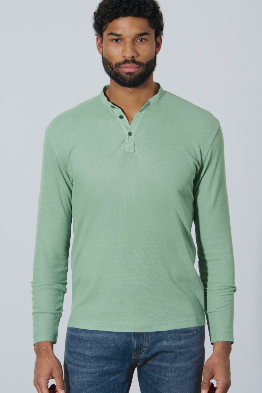 HempAge Herren vegan Langarmhemd Casual Menta Gr&Atilde;&frac14;n