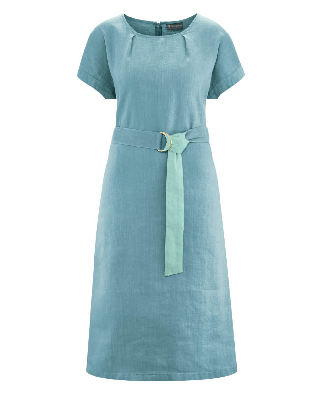 Hempage womens vegan Midi Dress Timeless Wave Blue