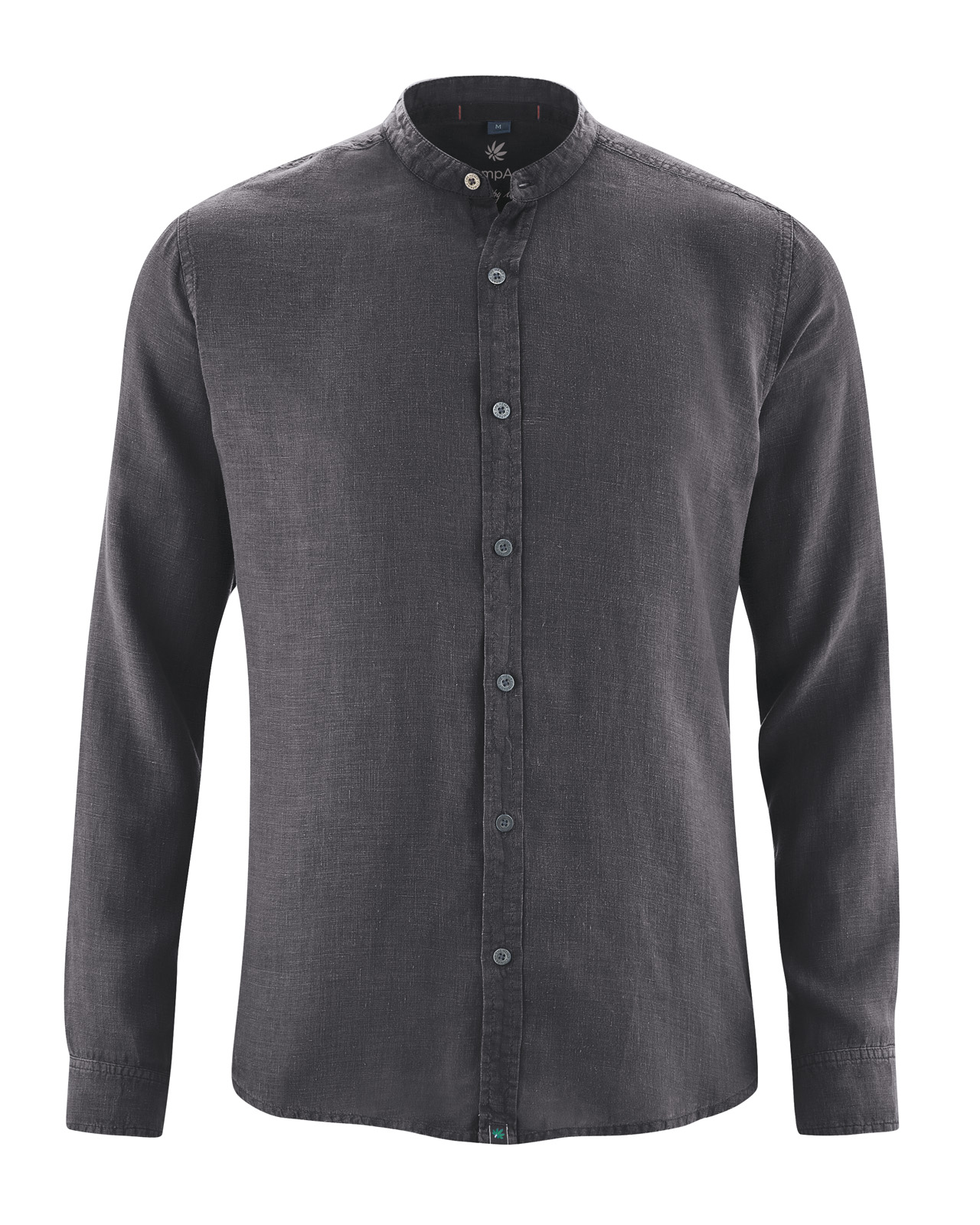 Hempage men vegan Shirt Stand Up Collar Anthracite
