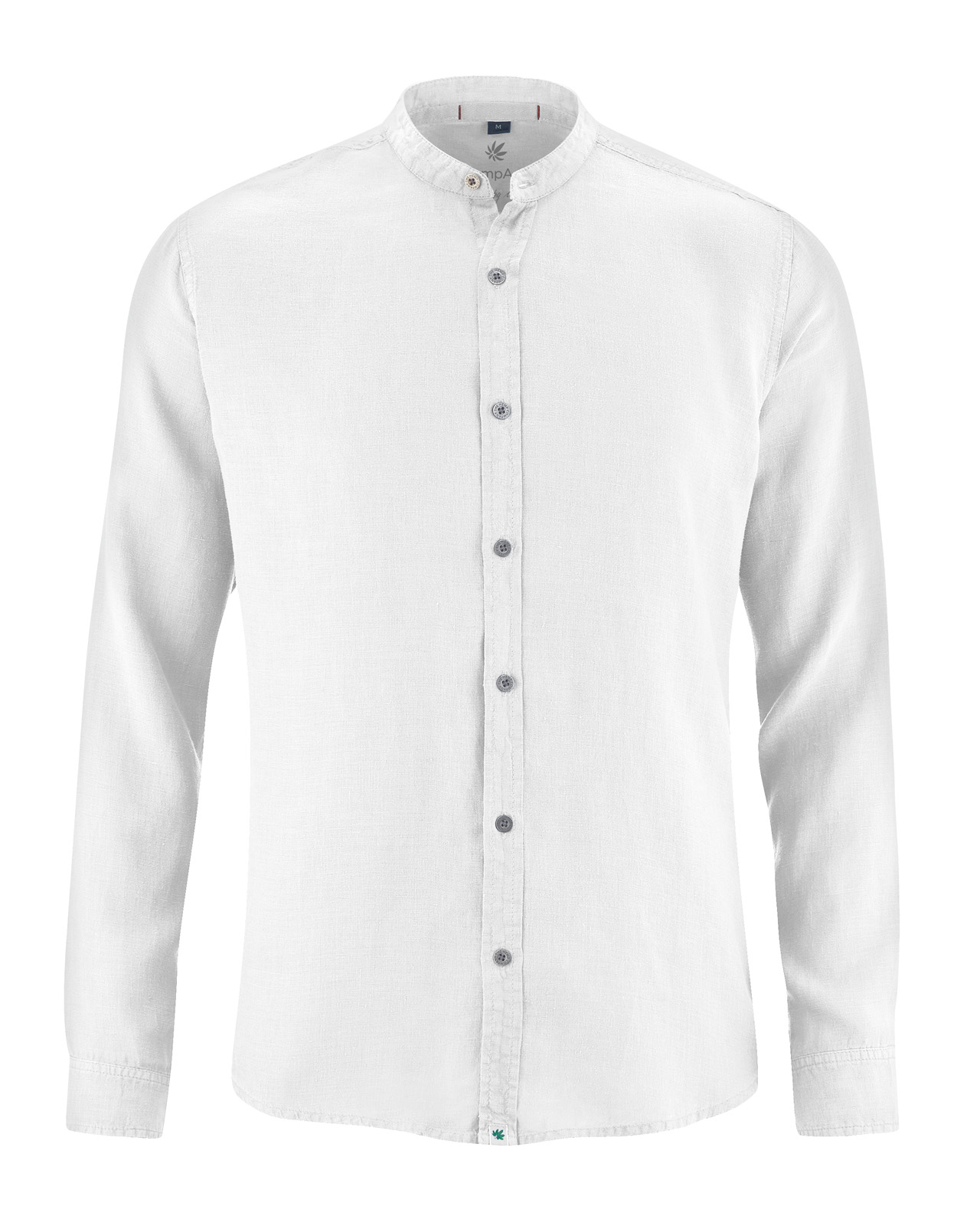 Hempage men vegan Shirt Stand Up Collar White